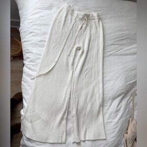 White Ribbed Knit Pants